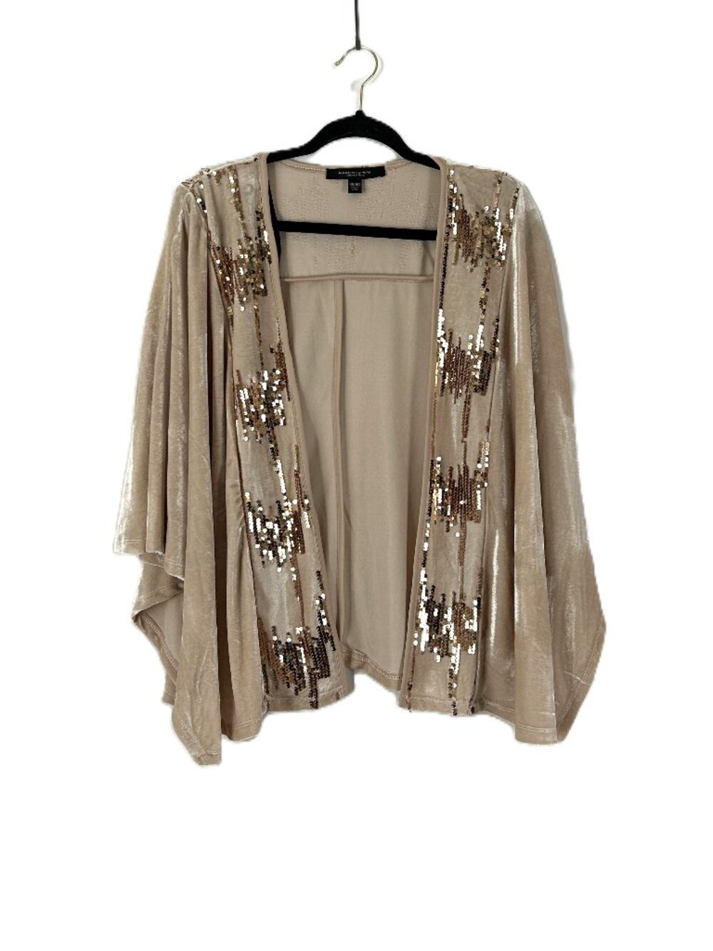 Marc New York Champagne Blush Crushed Velvet Rose Gold Copper Sequin Cardigan OS